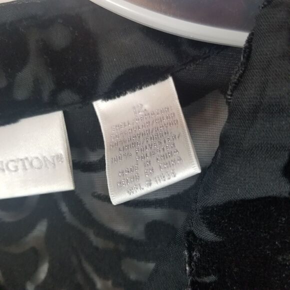 Worthington Semi Sheer Velvety Black Blouse. Sz 12 - Picture 5 of 13